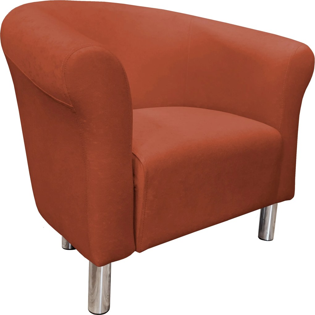 Fotel Milo tkanina Mikrofaza stylowy fotel do salonu i sypialni : Kolor nogi - Chrom, Kolor tkaniny - 6 MIKROFAZA, Wysokość nogi - 15 cm