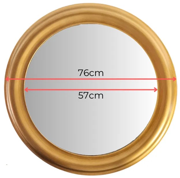 Lustro w złotej, okrągłej ramie , średnica 76cm