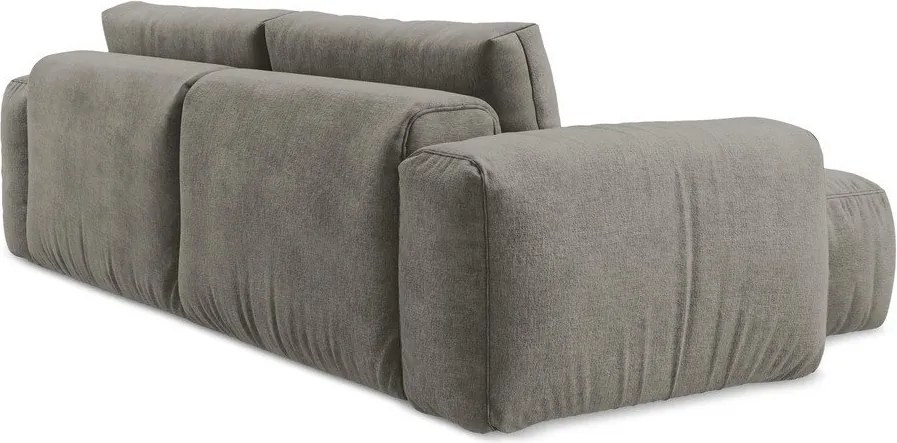 Szary rozkładany narożnik z tkaniny szenilowej (lewostronny/z szezlongiem) Kuki – Makamii