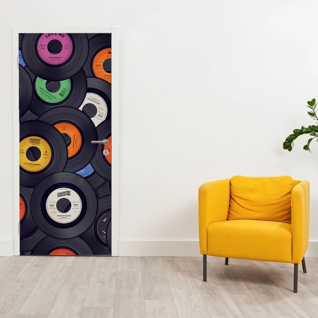 Fototapeta na drzwi - Muzyczne płyty gramofonowe (95x205cm)