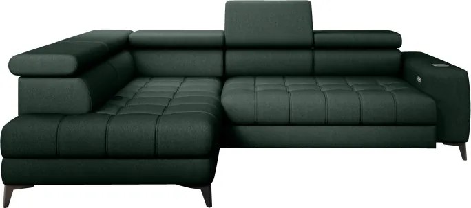 Narożnik BAGGIO Lewostronny z funkcją spania, wolnostojący tkanina LETTO 39 Ciemna Zieleń WERSAL