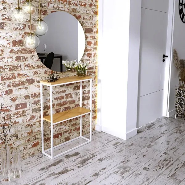 Minimalistyczna konsola biały + dąb lancelot M1-M24