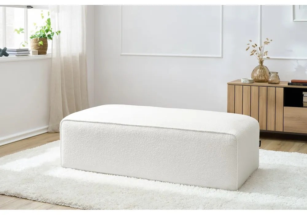Biały podnóżek modułowy z materiału bouclé Megeve – Bobochic Paris