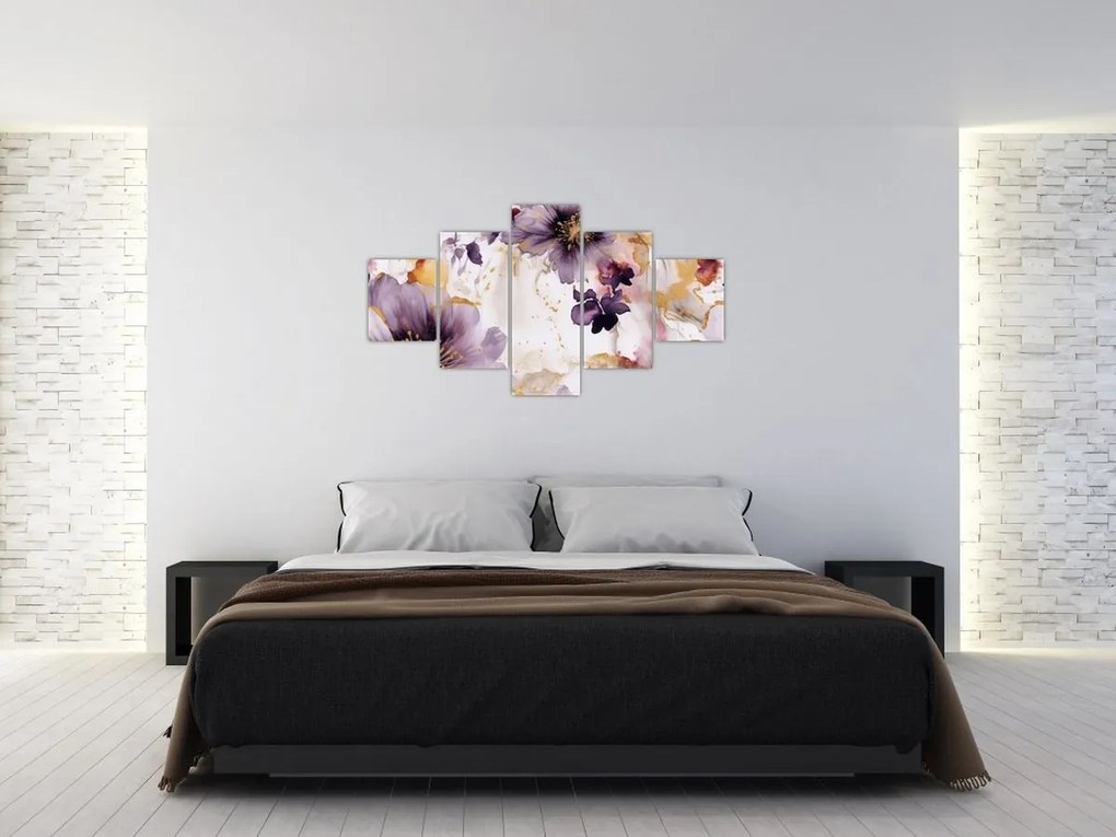 Obraz - Kwiaty akwarelowe (125x70 cm)