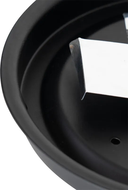 Klasyczna lampa sufitowa czarna z przydymionym szkłem 23 cm IP44 - Nohmi