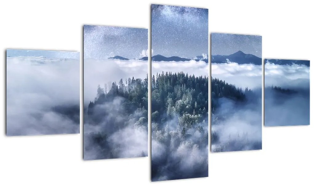 Obraz lasu we mgle (125x70 cm)