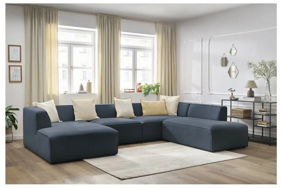 Ciemnoniebieski narożnik modułowy (prawostronny/w kształcie litery U) Megeve – Bobochic Paris