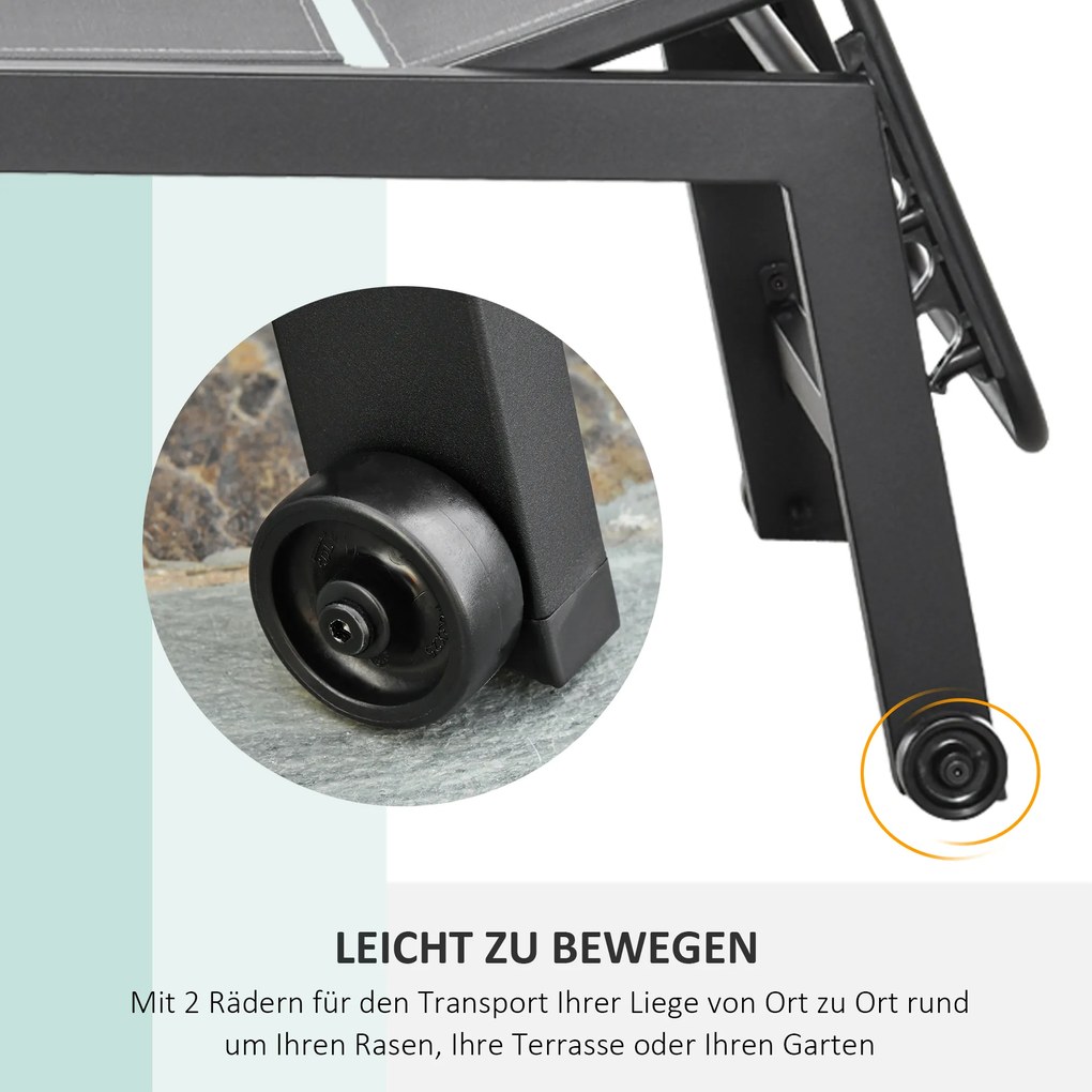 Praktyczna leżanka ogrodowa Outsunny z regulowanym oparciem