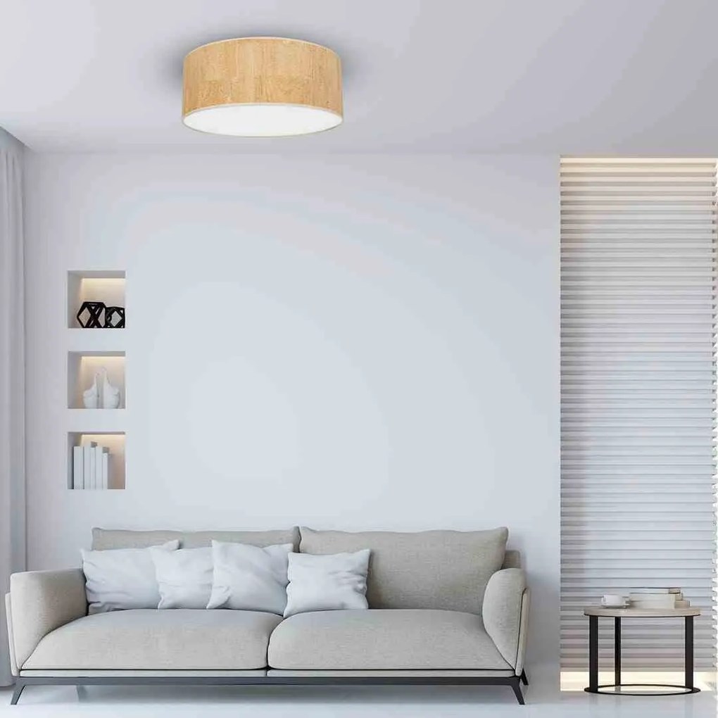 Lampa sufitowa korek, biała, okrągła CORK White/Cork 2xE27
