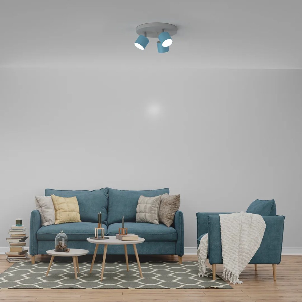 Lampa sufitowa DIXIE BLUE/WHITE 3xGX53, potrójna, na kole, niebieska, kierunkowa