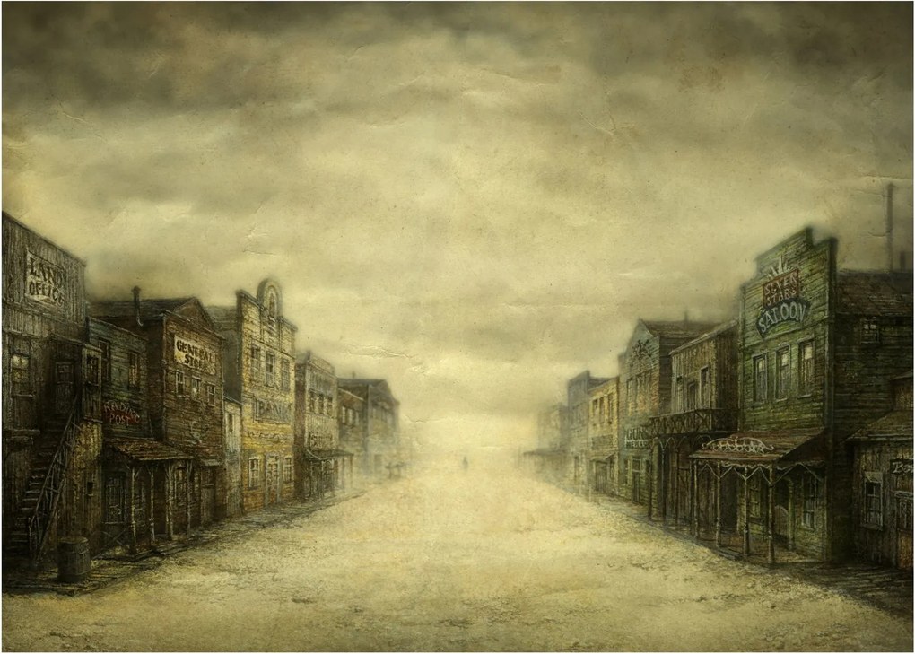 Obraz westernowego miasteczka (70x50 cm)