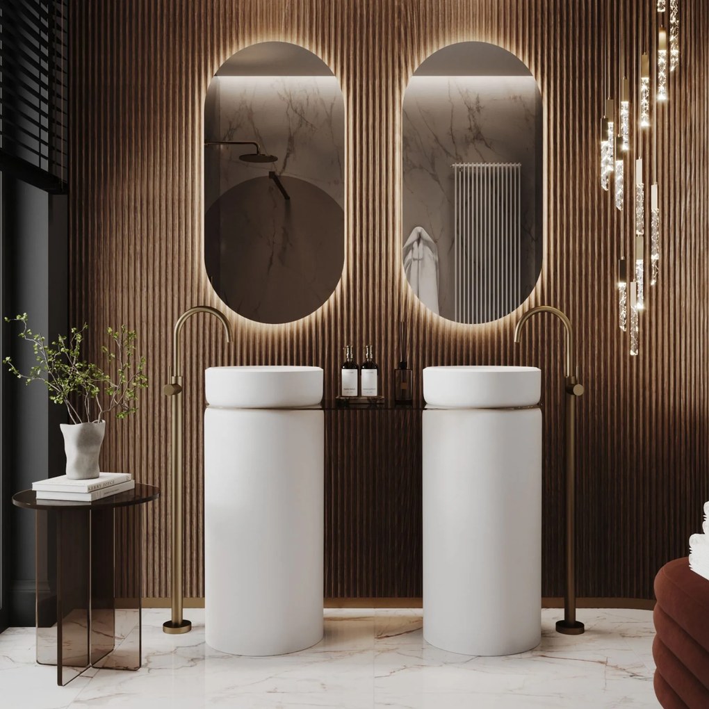 Lustro owalne podświetlane symetryczne bezramowe PLATAN LED | Różne rozmiary | Różne kolory szkła : Kolor tafli szkła - Srebrny, Rozmiar - 60 x 90 cm