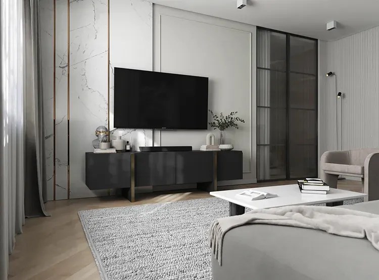 Modernistyczna czarna szafka rtv K0-T77