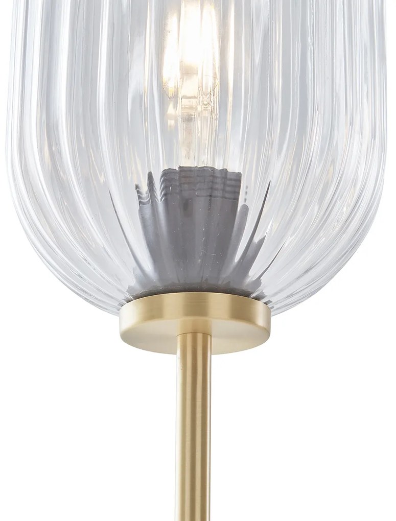 Lampa stojąca w stylu art deco mosiądz z przezroczystym szkłem 2-światła - Rid ArtDeco Oswietlenie wewnetrzne