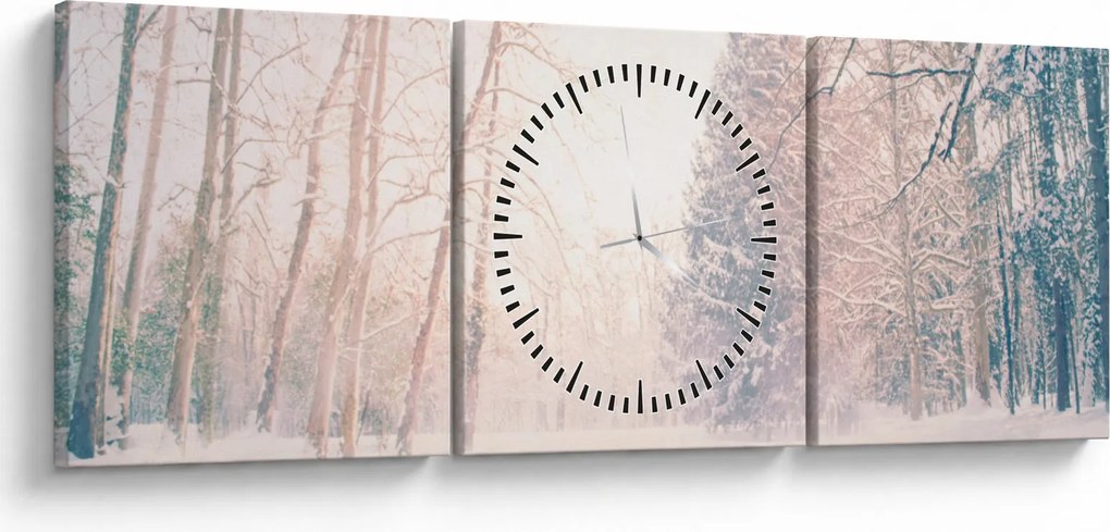 Obraz - Widok na las (z zegarem) (90x30 cm)