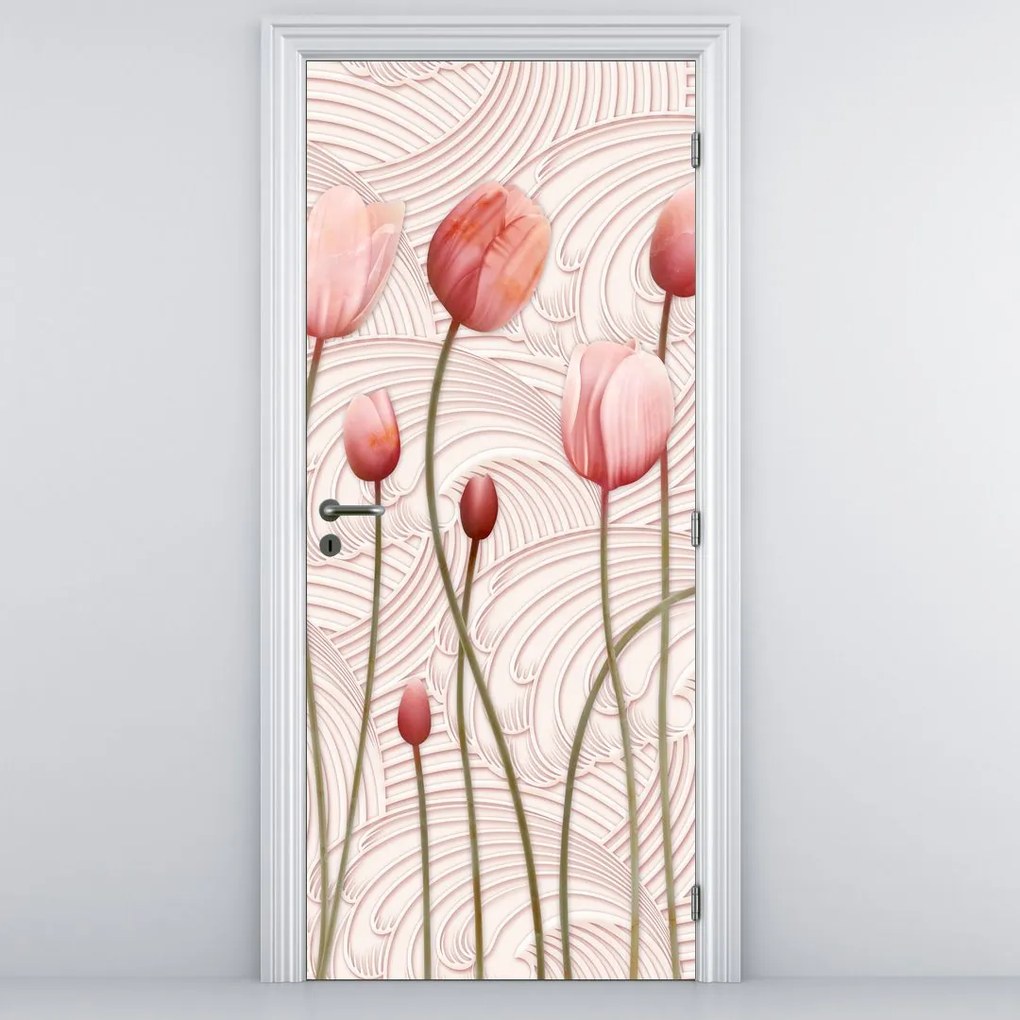 Fototapeta na drzwi - Różowe tulipany (95x205cm)