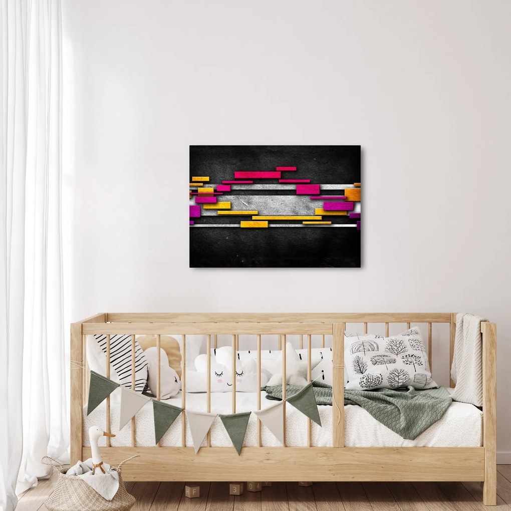 Obraz kolorowej abstrakcji na czarnym tle (70x50 cm)
