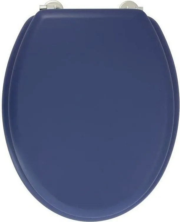 Deska WC Dolce z formowanego drewna w kolorze granatowym z solidnymi zawiasami ze stali nierdzewnej, matowym wykończeniem i wymiarami 47x38 cm