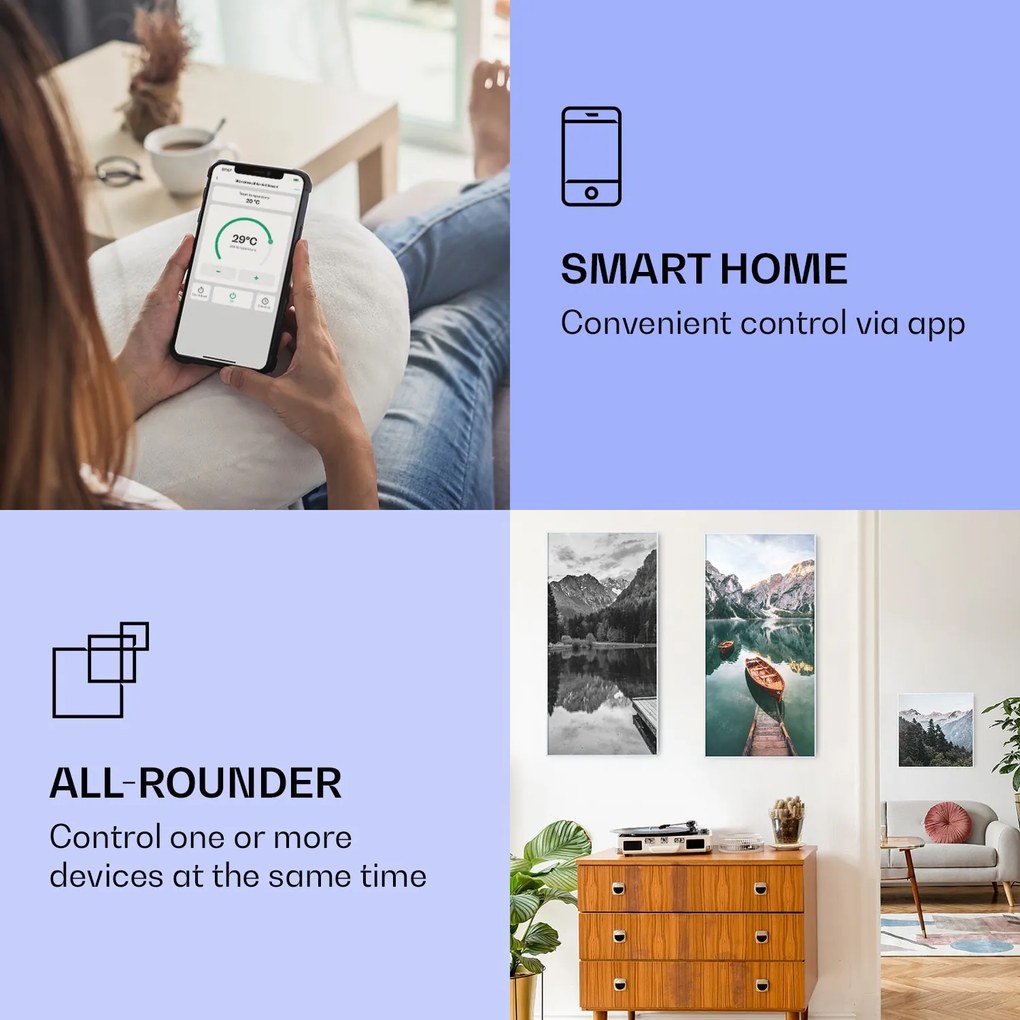 Klarstein Wonderwall Art Smart 700W 120x60cm Obraz na podczerwień Jezioro i łódź