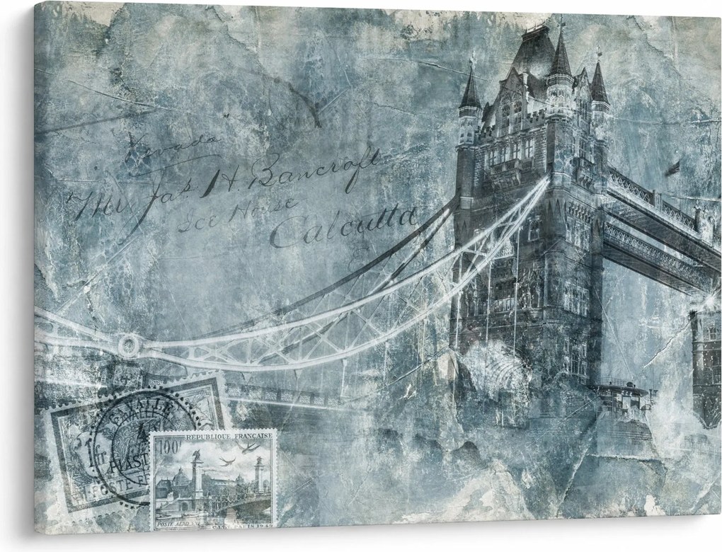 Obraz - Tower Bridge w chłodnych odcieniach (70x50 cm)