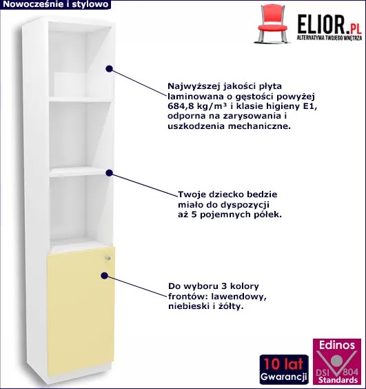 Biało-żółty regał dla dziecka Nobros 12X - 3 kolory