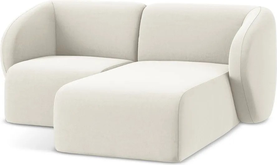 Beżowy aksamitny narożnik (prawostronny/z szezlongiem) Lani – Makamii