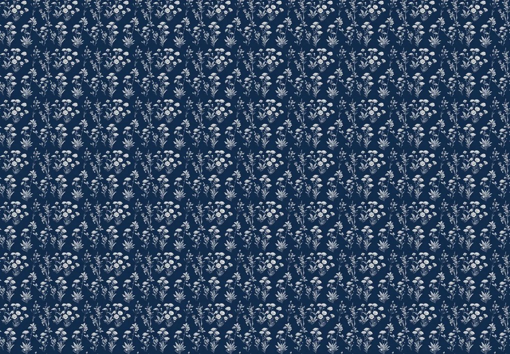Fototapeta - Wzór kwiatowy na niebieskim tle (196x136 cm)