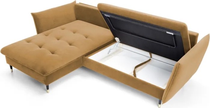 Narożnik GLAM Lewostronny z funkcją spania, zestaw z poduszkami wolnostojący tkanina RIVIERA 41 Platynowy DOMO HOME