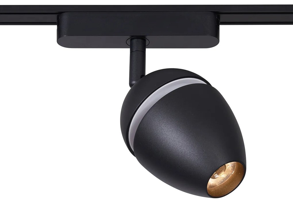 Nowoczesny system oświetlenia szynowego z 4 czarnymi reflektorami jednofazowymi - Magnetic Eggy