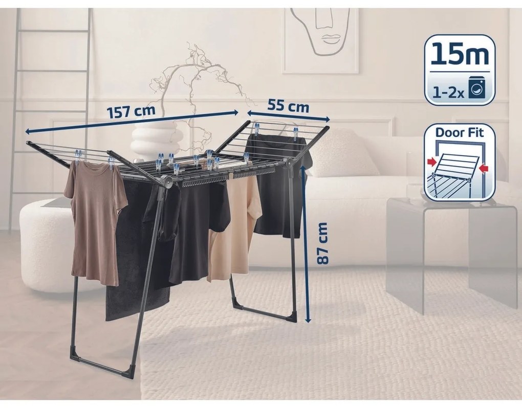 Leifheit Suszarka do ubrań Pegasus 150 Solid Slim Black