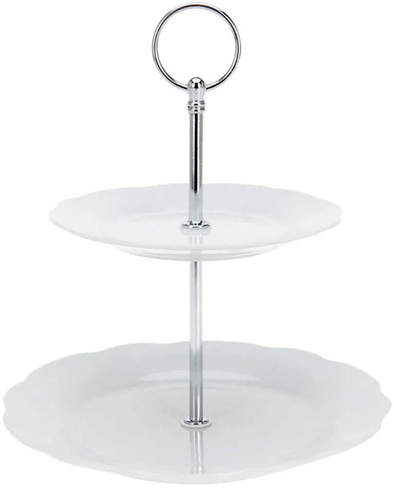Porcelanowa patera na ciasta, torty, owoce - 2-poziomy