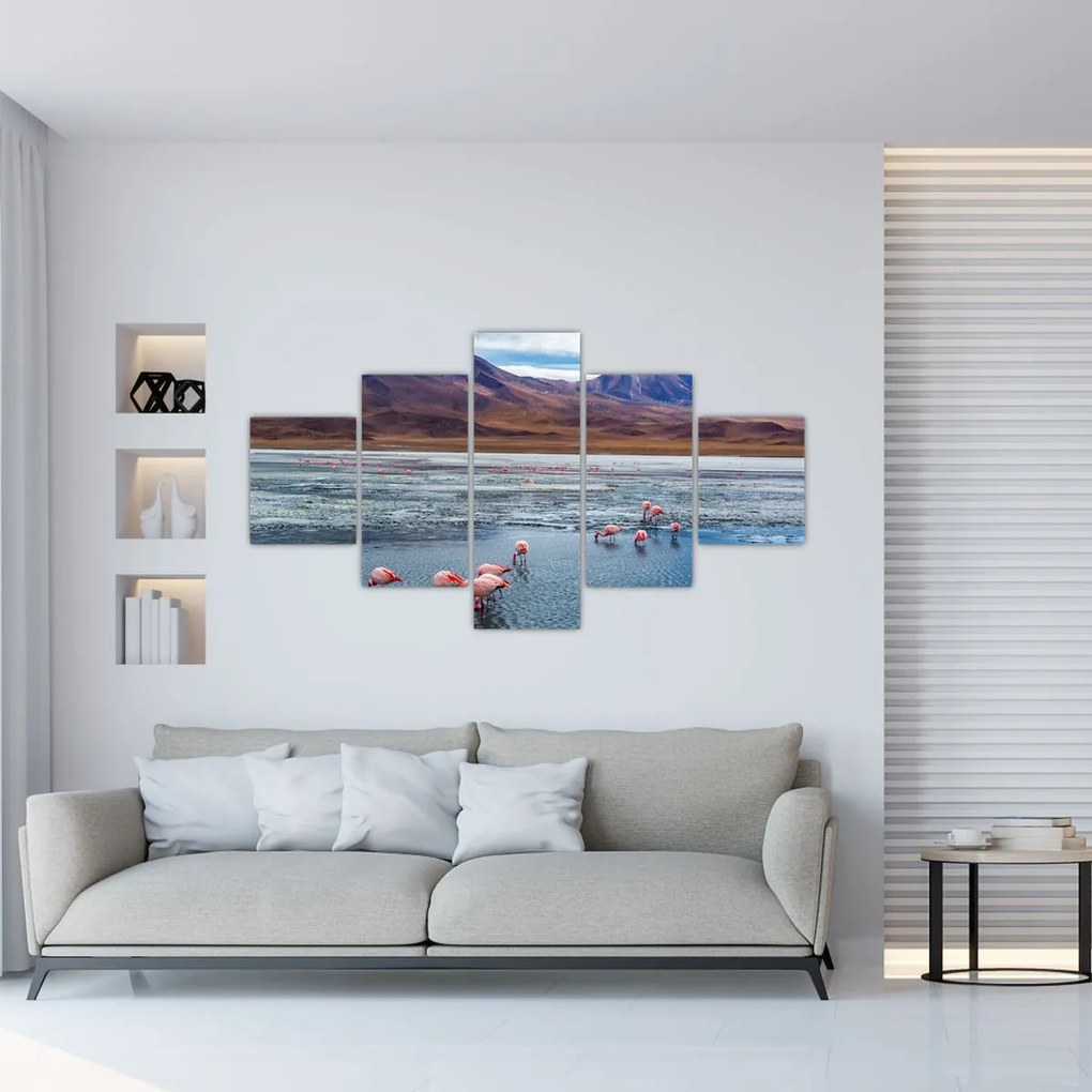 Obraz - Flamingi (125x70 cm)