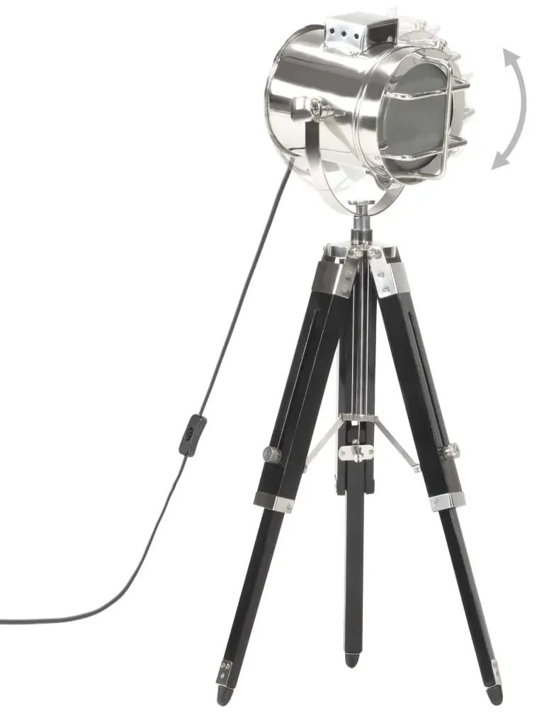 Czarna lampa stojąca drewniana z ruchomym kloszem - 6X EX190 N7-Z38