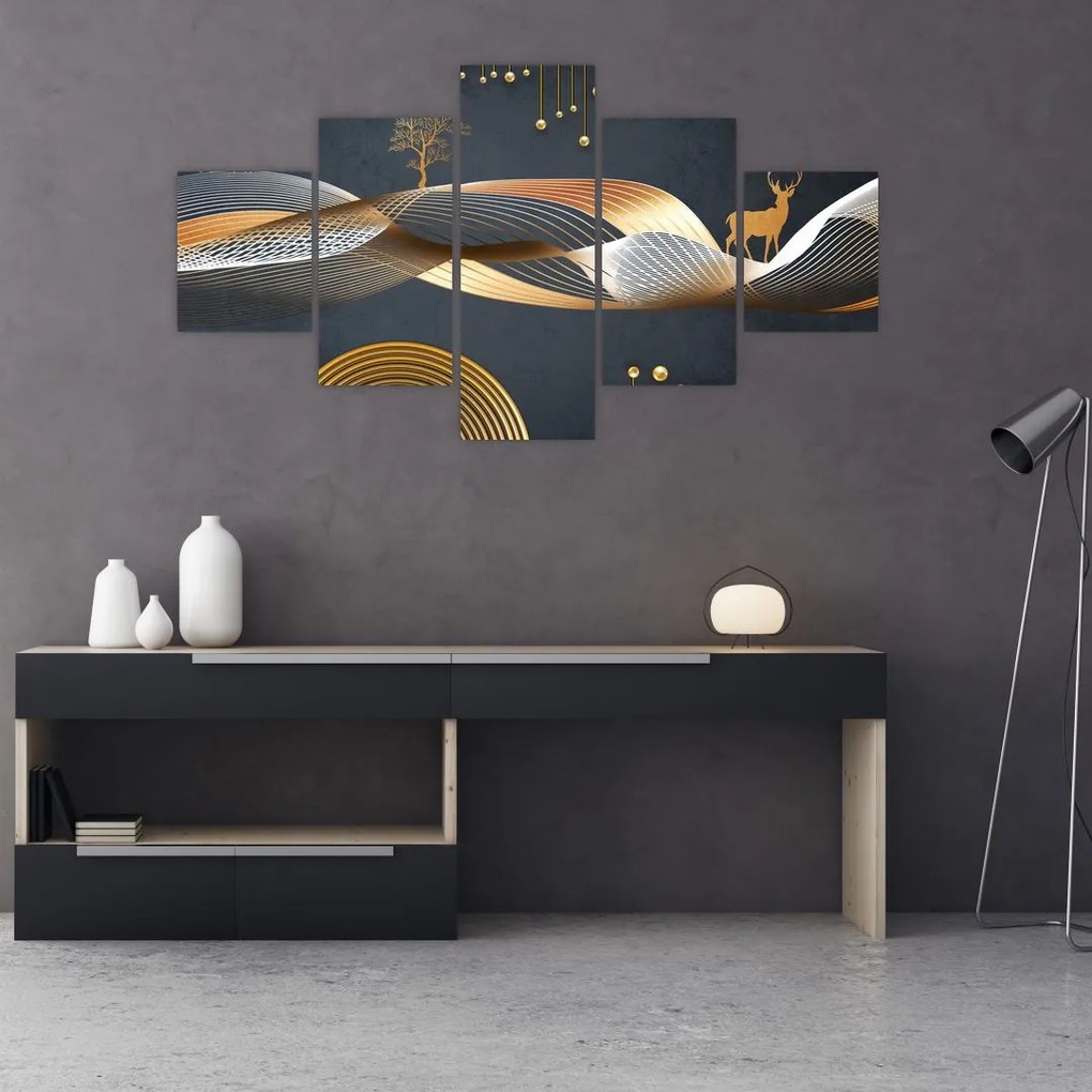 Obraz - Grafika z jeleniem (125x70 cm)