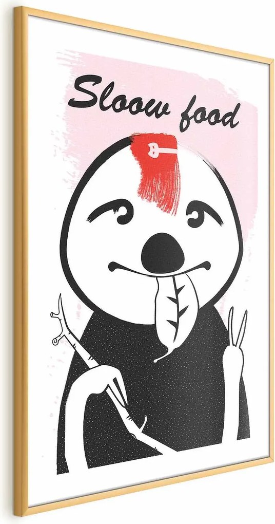 Plakat Leniwiec trendsetter 21x30 cm z ramą złotą z marginesem ARTGEIST B