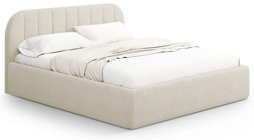 Kremowe tapicerowane łóżko dwuosobowe ze schowkiem ze stelażem 180x200 cm Juno – Windsor &amp; Co Sofas