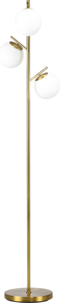 HOMCOM Lampa podłogowa 40W złota bez żarówki E27 27x169cm nowoczesna stojąca do salonu | Aosom PL