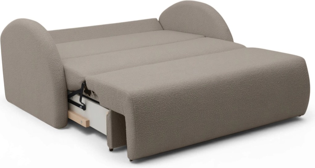 Sofa rozkładana Nubi trzyosobowa 140 cm z pojemnikiem - beżowa boucle Quelle 16