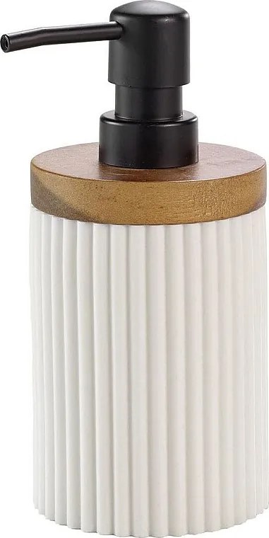 Designowy Dystrybutor Mydła z Białym Akacjowym Drewnem 17cm Nowoczesny