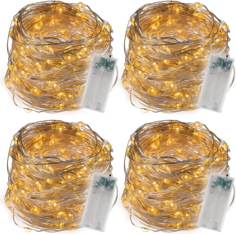 Zestaw 4 przewodów świetlnych 40 LED, ciepła biel