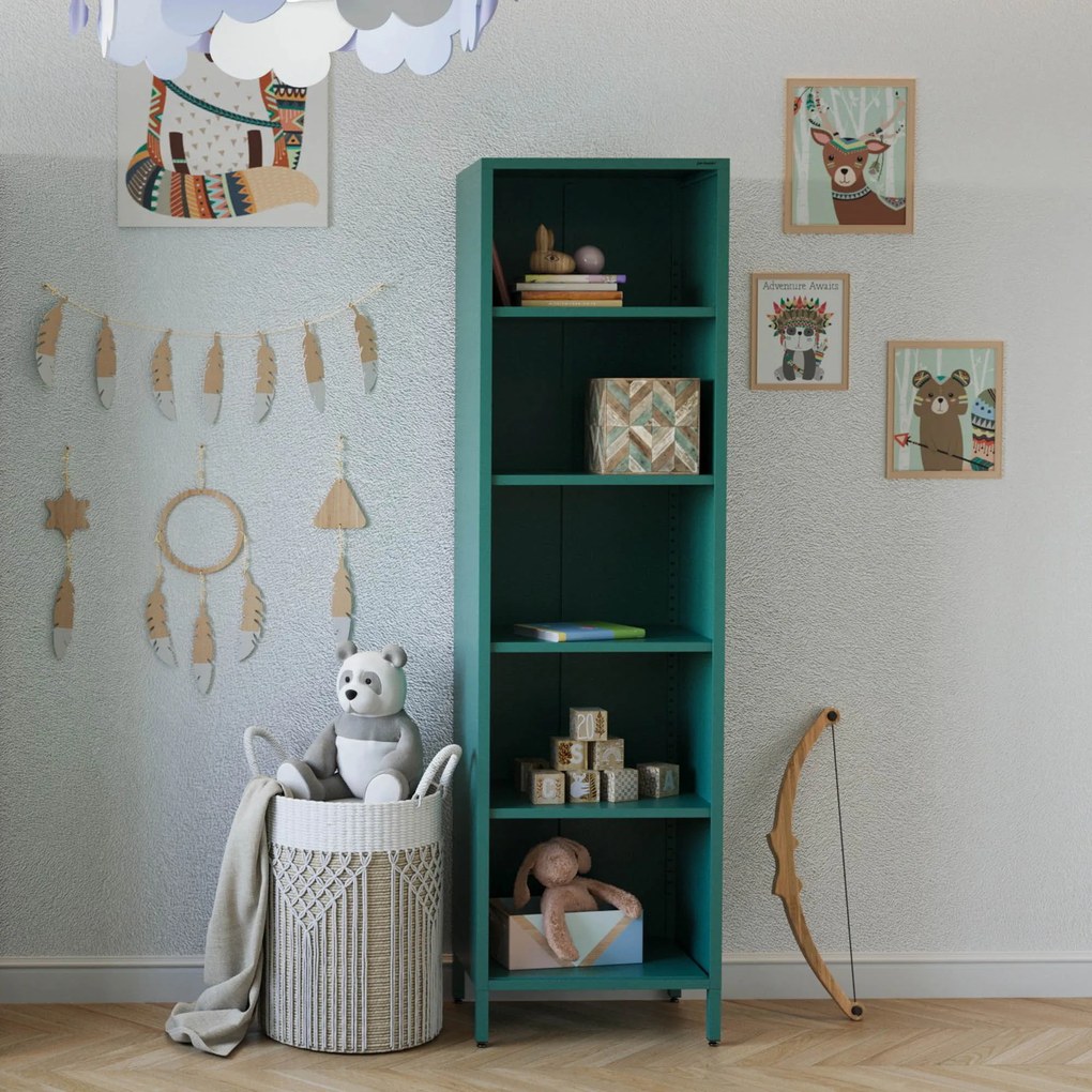 Regał na książki MARIO, 500 x 1800 x 350 mm, Modern: morski