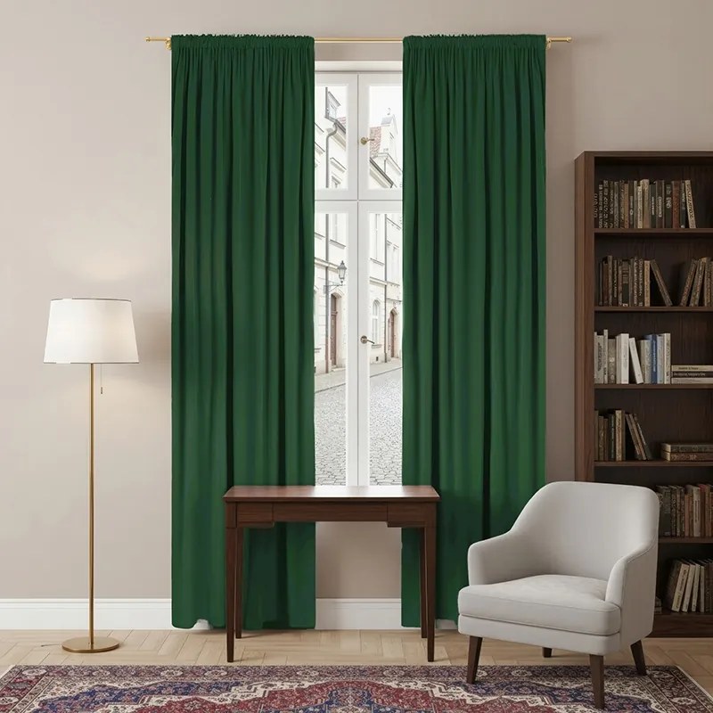 Zasłona gotowa welurowa na taśmie 140x250 Butelkowa Zieleń velvet żabki tunel Virella