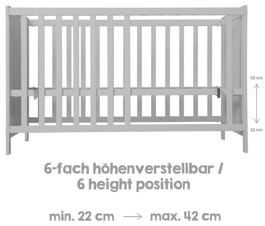 Szare/szarobrązowe łóżeczko 60x120 cm Hamburg – Roba