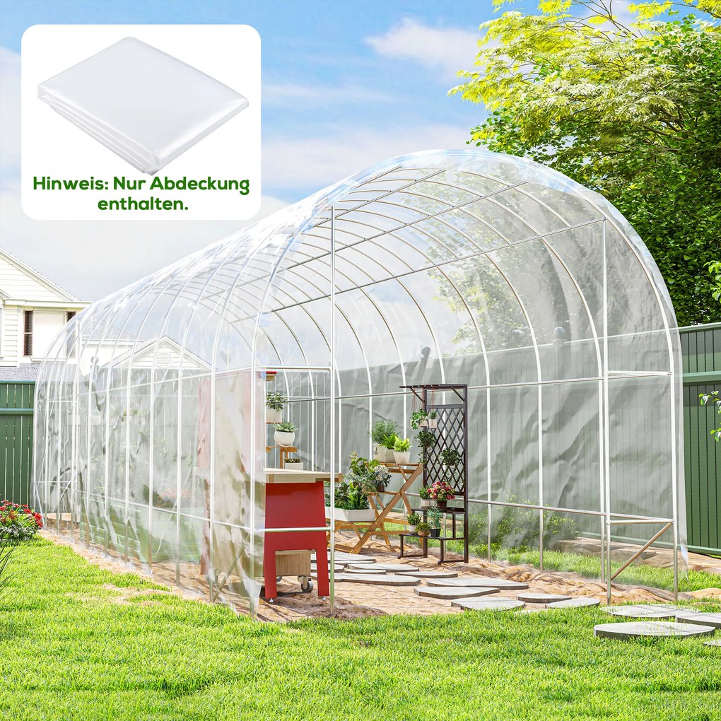 Outsunny Pokrywa szklarniowa z plastiku, Ochrona roślin, Odporna na UV i Wodę, 8 x 10 m