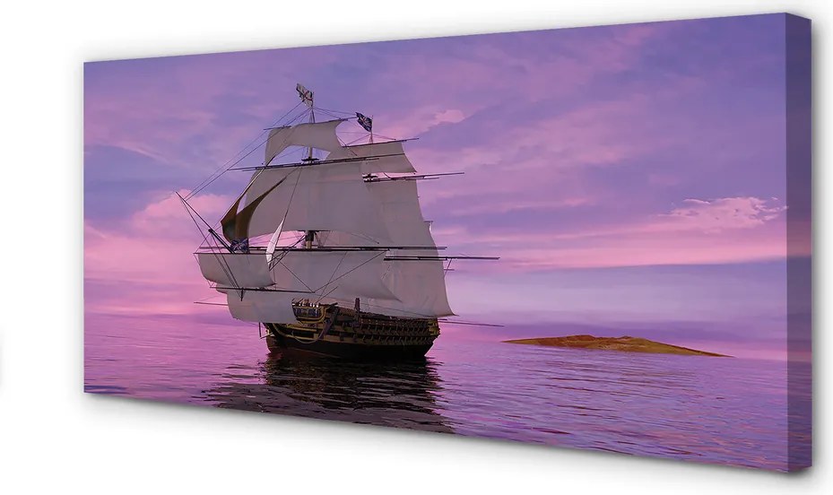Obraz drukowany na płótnie Statek w Purpurowym Blasku