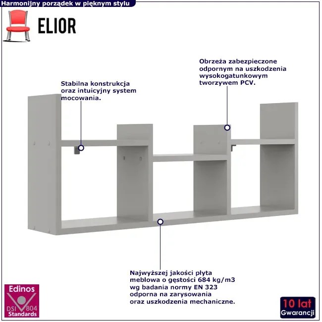 Szara minimalistyczna półka na książki - Lorea