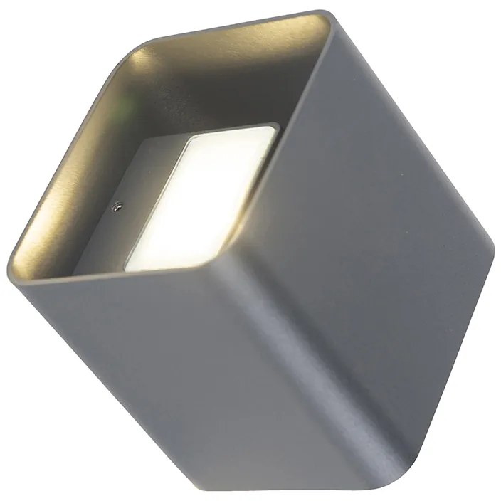 Nowoczesna lampa ścienna ciemnoszara z LED IP54 kwadratowa - Evi