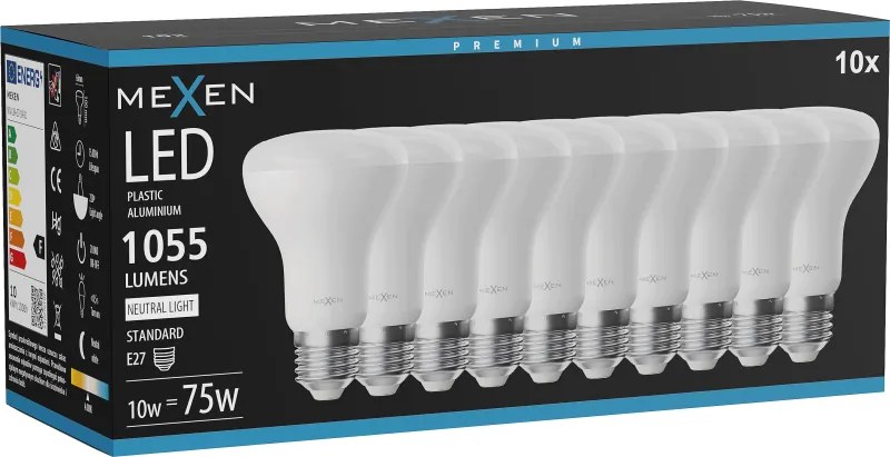 Mexen Nova 10x żarówka LED E27, R63, 10W, Neutralna - 4000K, 1055 lm - L104-E27-1040-01x10