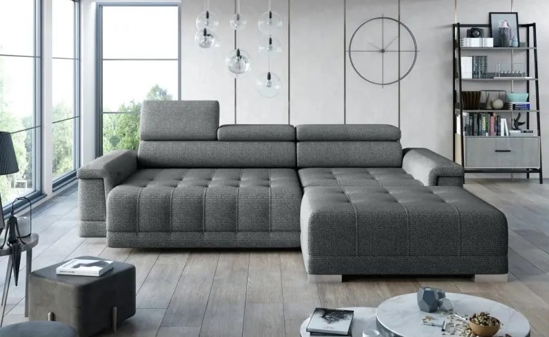 Narożnik CAMPO S z elektryczną regulacją siedziska Prawostronny w tkaninie MEMPHIS 06 WERSAL