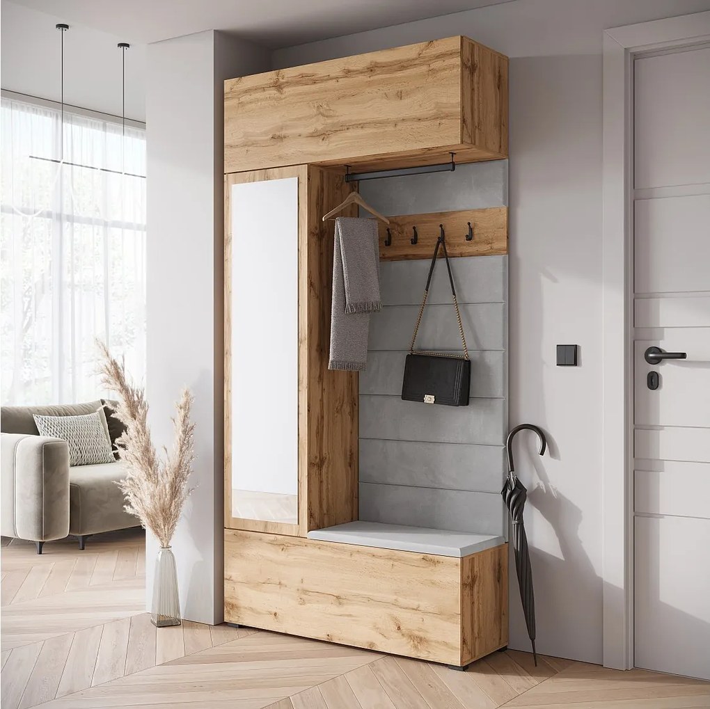 MINIO go for it, Garderoba TOKAT w kolorze dąb wotan / szare panele